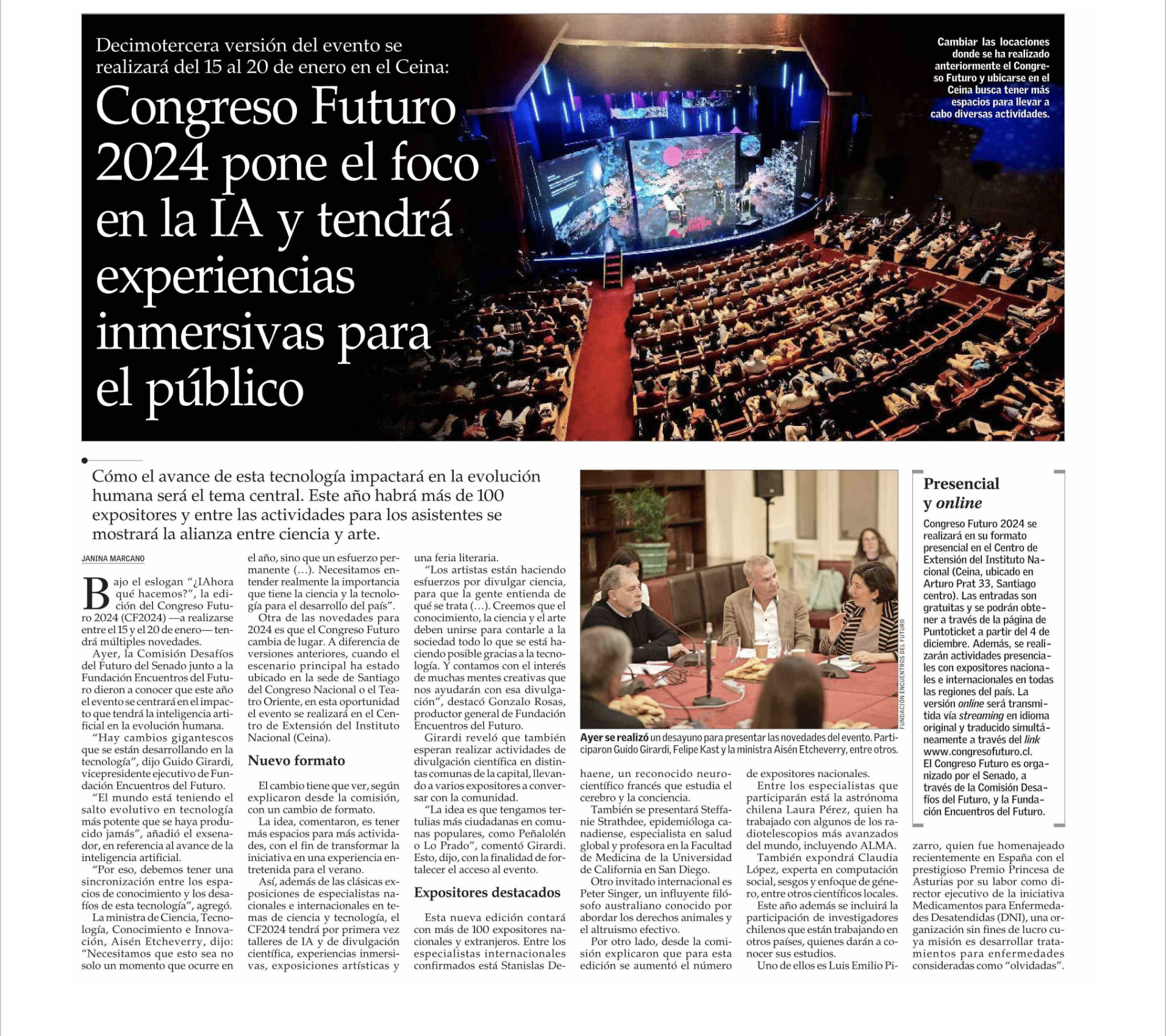 Congreso Futuro 2023 pone foco en la IA y tendrá experiencias inmersivas para el público